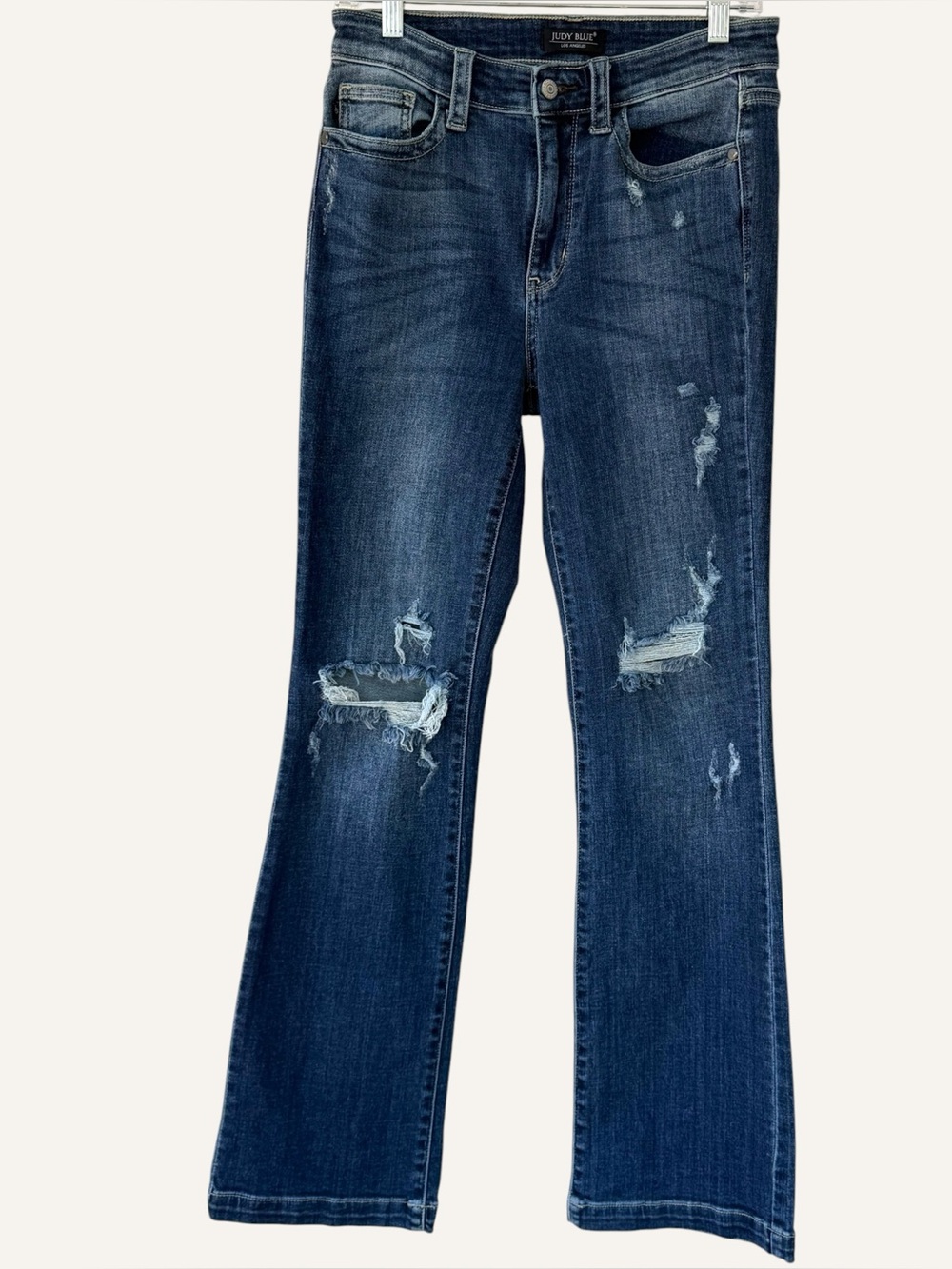 Judy Blue Women’s Distressed Bootcut Jeans - Dark Blue size 5